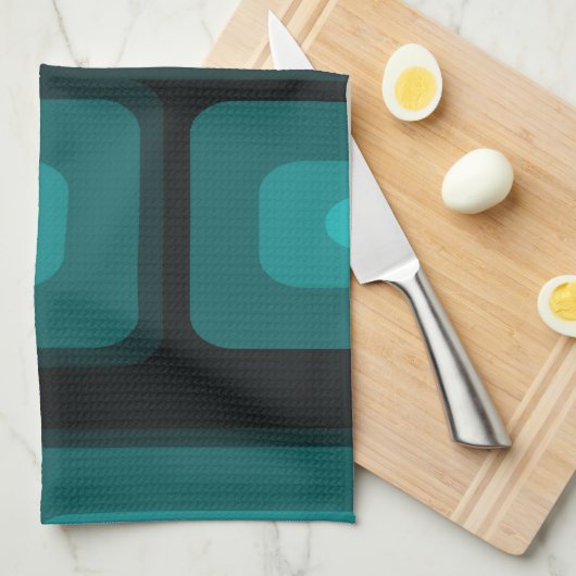Linge De Cuisine Mi-Siècle Moderne Long Rectangles Turquoise (Quart Plié)
