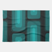 Linge De Cuisine Mi-Siècle Moderne Long Rectangles Turquoise (Horizontal)