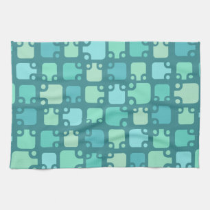Linge De Cuisine Mi-siècle moderne Motif Océan bleu