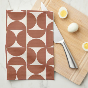 Linge De Cuisine Mi-siècle Moderne Motif rouille Terracotta
