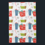 Linge De Cuisine Mi-siècle moderne Noël présent & Sucre de canne<br><div class="desc">Mi-siècle moderne Noël présent & Sucre de canne Motif. Retro de l'ère atomique des années 1950 répéter motif avec des cadeaux de Noël et des sucres de canne. Correspondance papeterie et décorations disponibles en magasin.</div>