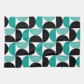 Linge De Cuisine Mi-siècle moderne noir blanc et menthe (Horizontal)