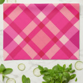 Linge De Cuisine Mi-siècle moderne Plaid, Fuchsia rose et vin (Plié)