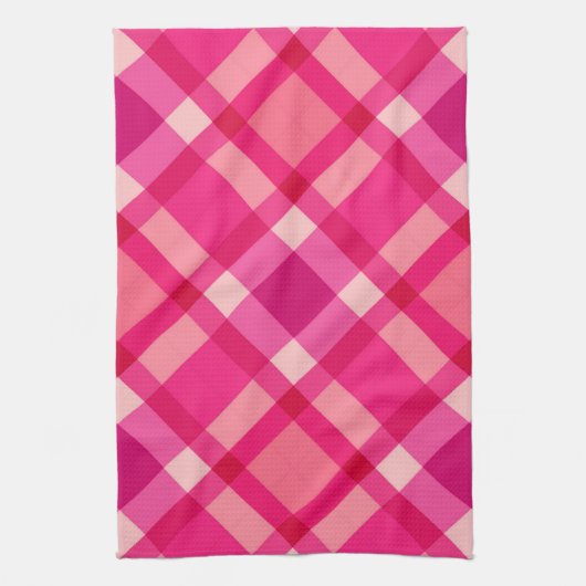 Linge De Cuisine Mi-siècle moderne Plaid, Fuchsia rose et vin (Vertical)