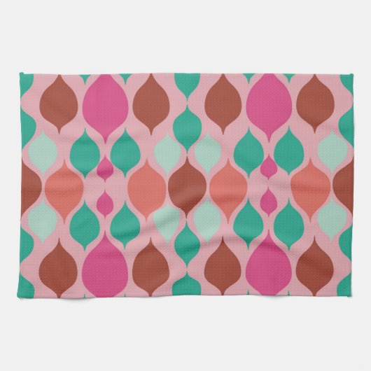 Linge De Cuisine Mi-siècle moderne rose géométrique (Horizontal)