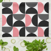 Linge De Cuisine Mi-siècle moderne rose noir et blanc (Plié)