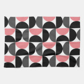 Linge De Cuisine Mi-siècle moderne rose noir et blanc (Horizontal)