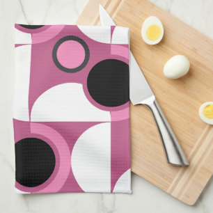 Linge De Cuisine Mi-siècle moderne rose, noir et gris