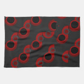 Linge De Cuisine Mi-siècle moderne rouge, noir et gris (Horizontal)