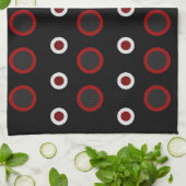 Linge De Cuisine Mi-siècle moderne rouge, noir et gris (Plié)
