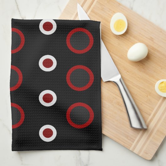 Linge De Cuisine Mi-siècle moderne rouge, noir et gris (Quart Plié)