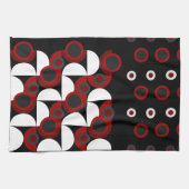 Linge De Cuisine Mi-siècle moderne rouge, noir et gris (Horizontal)