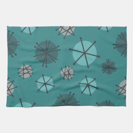 Linge De Cuisine Mi-Siècle Moderne Starburks Turquoise (Horizontal)