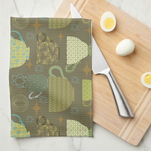 Linge De Cuisine Mi-siècle moderne Taupe Teacup (Quart Plié)