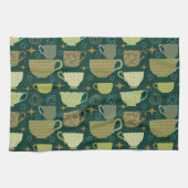 Linge De Cuisine Mi-siècle moderne teacup vert foncé (Horizontal)