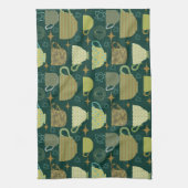 Linge De Cuisine Mi-siècle moderne teacup vert foncé (Vertical)