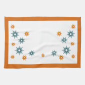 Linge De Cuisine Mi-siècle Moderne Turquoise & Orange Starbursts (Horizontal)
