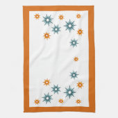 Linge De Cuisine Mi-siècle Moderne Turquoise & Orange Starbursts (Vertical)