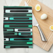 Linge De Cuisine Mi-siècle Retro Flat Rocks Noir Turquoise (Quart Plié)