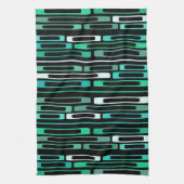 Linge De Cuisine Mi-siècle Retro Flat Rocks Noir Turquoise (Vertical)