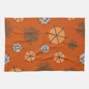 Linge De Cuisine Mi-siècle Starbursts Modernes Brûlé Orange