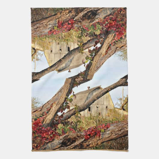 Linge De Cuisine Michigan Barn à l'automne - double impression (Vertical)