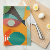 Linge De Cuisine Mid Century Art moderne Monogramme ou nom, géométr (Quart Plié)