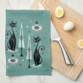 Linge De Cuisine Mid Century Atomic Kitty Noël ©studioxtine (Quart Plié)