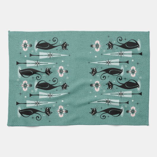 Linge De Cuisine Mid Century Atomic Kitty Noël ©studioxtine (Horizontal)