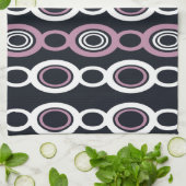 Linge De Cuisine Mid Century Chaîne Moderne Liens Mauve Blanc (Plié)