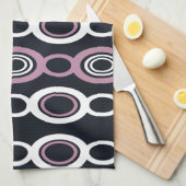 Linge De Cuisine Mid Century Chaîne Moderne Liens Mauve Blanc (Quart Plié)