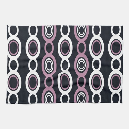 Linge De Cuisine Mid Century Chaîne Moderne Liens Mauve Blanc (Horizontal)