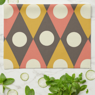 Linge De Cuisine Mid Century Circles on Terracotta Mustard Diamonds