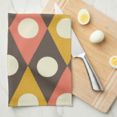 Linge De Cuisine Mid Century Circles on Terracotta Mustard Diamonds (Quart Plié)