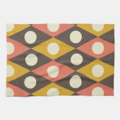 Linge De Cuisine Mid Century Circles on Terracotta Mustard Diamonds (Horizontal)