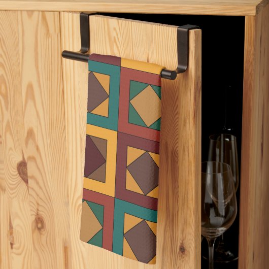 Linge De Cuisine Mid Century Diamond Square Geometric Pattern (Pliage en tiers)