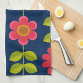 Linge De Cuisine Mid Century Fleurs rouges modernes avec feuilles (Quart Plié)