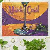 Linge De Cuisine Mid Century Mardi Gras Sunset Fleur De Lis Martini (Plié)