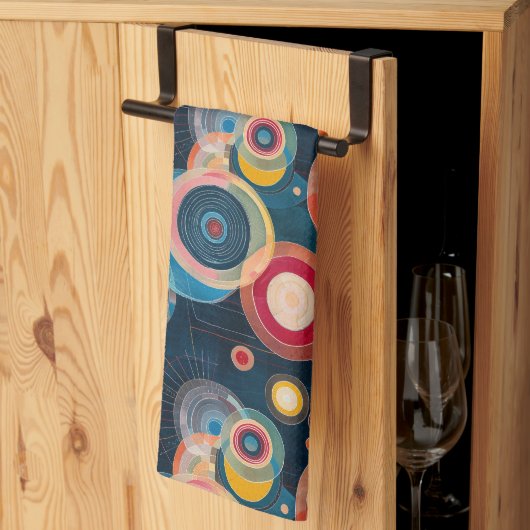 Linge De Cuisine Mid Century Mod Circles dans le style Hilma af Kli (Pliage en tiers)