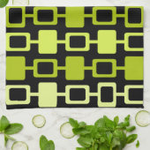 Linge De Cuisine Mid Century Modern Square Columns Black Chartreuse (Plié)