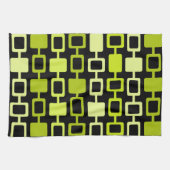 Linge De Cuisine Mid Century Modern Square Columns Black Chartreuse (Horizontal)