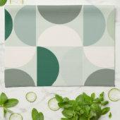 Linge De Cuisine Mid Century Moderne Abstrait Motif Sage Green (Plié)