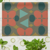 Linge De Cuisine Mid Century Moderne Fleur Diamant Vert (Plié)