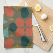 Linge De Cuisine Mid Century Moderne Fleur Diamant Vert (Quart Plié)