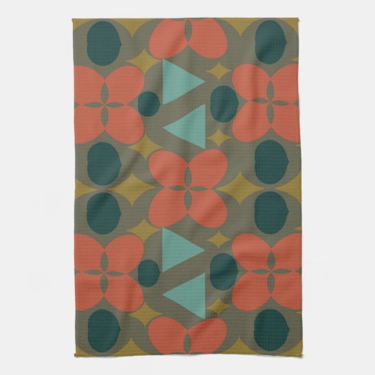 Linge De Cuisine Mid Century Moderne Fleur Diamant Vert (Vertical)