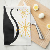 Linge De Cuisine Mid Century moderne MCM Cool Chat noir (Quart Plié)