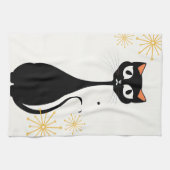 Linge De Cuisine Mid Century moderne MCM Cool Chat noir (Horizontal)