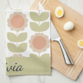 Linge De Cuisine  Mid-Century Pastel Pink Retro Floral Pattern (Quart Plié)