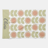 Linge De Cuisine  Mid-Century Pastel Pink Retro Floral Pattern (Horizontal)