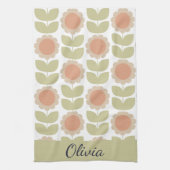 Linge De Cuisine  Mid-Century Pastel Pink Retro Floral Pattern (Vertical)